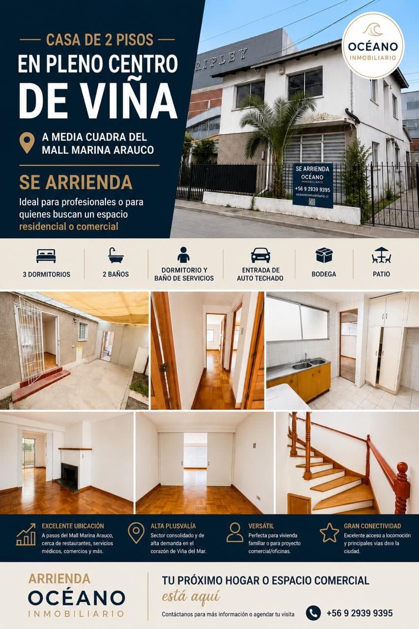 Casa En Arriendo Viña Del Mar, Comercial O Habitacional.